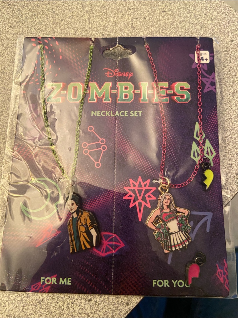 Disney Z-O-M-B-I-E-S Pink & Green Character Necklace Set